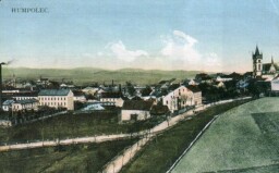 humpolec, pohled na Stupník, vlevo továrna E.Dítě